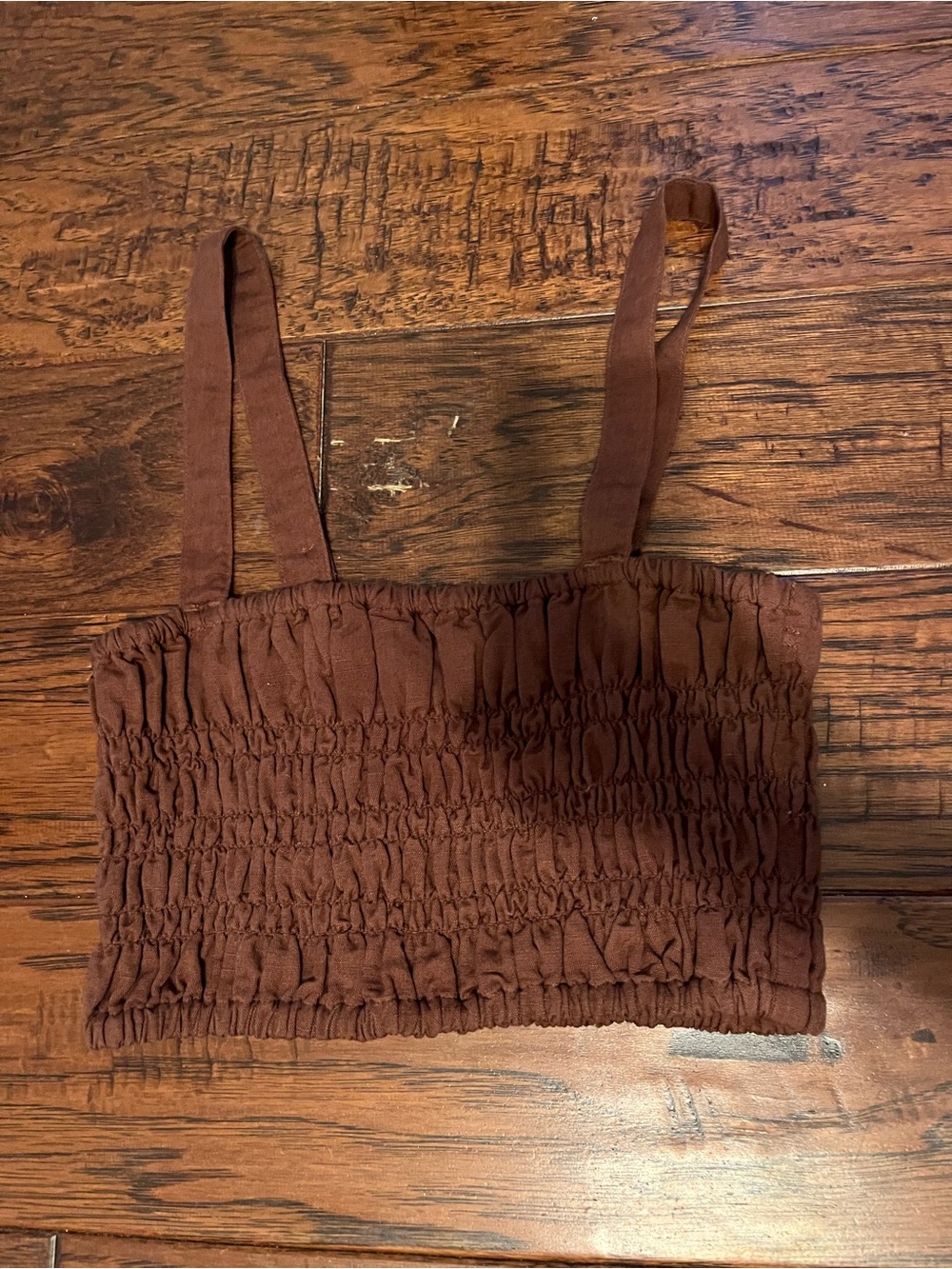 L*Space Smocked Chest Crop Tank Top - Brown